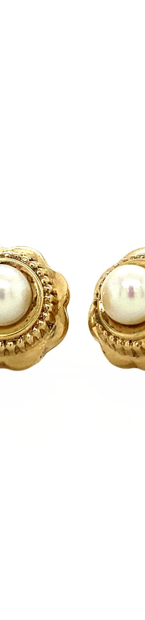 Vintage 9K Gold Stud Earrings with Pearl